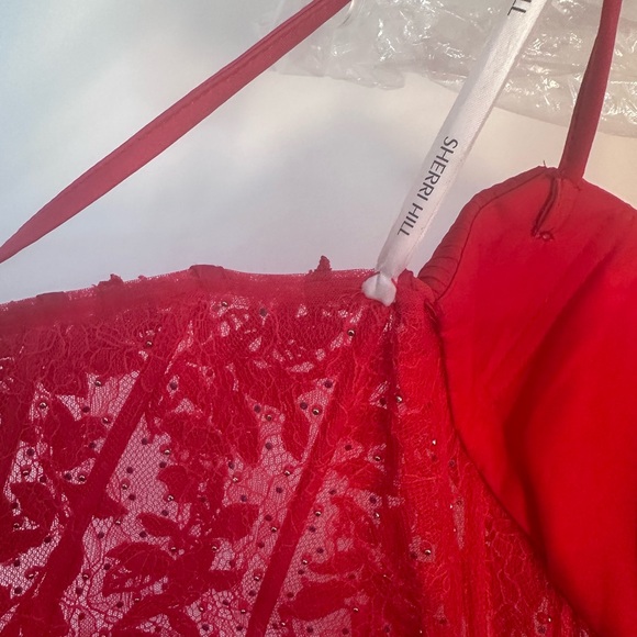 Sherri Hill Red Mini Dress Winter dance 57572 corset ruffles sequins short - Picture 7 of 13